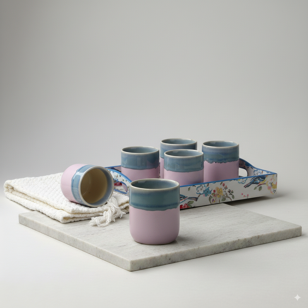 Blush Tide Chai Kulhad Set- For Tea/ Coffee/ Buttermilk