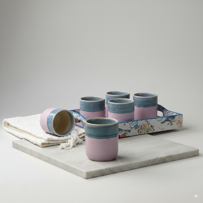 Blush Tide Chai Kulhad Set- For Tea/ Coffee/ Buttermilk