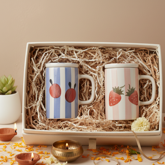 Festive Giftbox- Mugs with Lid (Striped Mugs)
