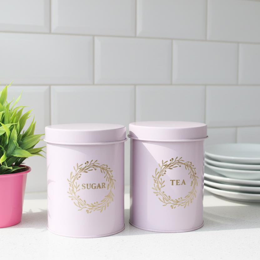 Kitchen Containers Set (2 Pcs)-  Lavender, Air Tight