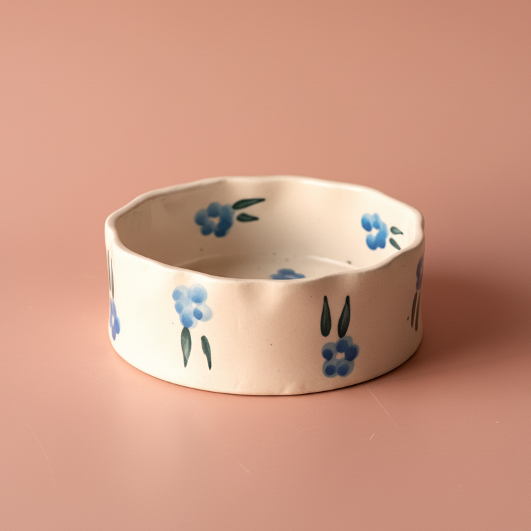 Blue Flowers Ceramic Bowl : Smoothie/ Yogurt bowl (270ml)