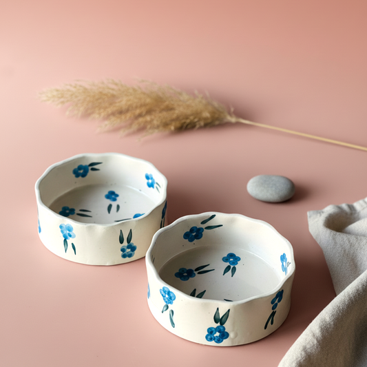 Blue Flowers Ceramic Bowl : Smoothie/ Yogurt bowl (270ml)