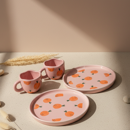 Breakfast Set - Fiesta Pink Plate+ Mug Set