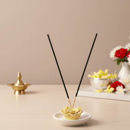 Incense stick holder-  Yellow, ceramic