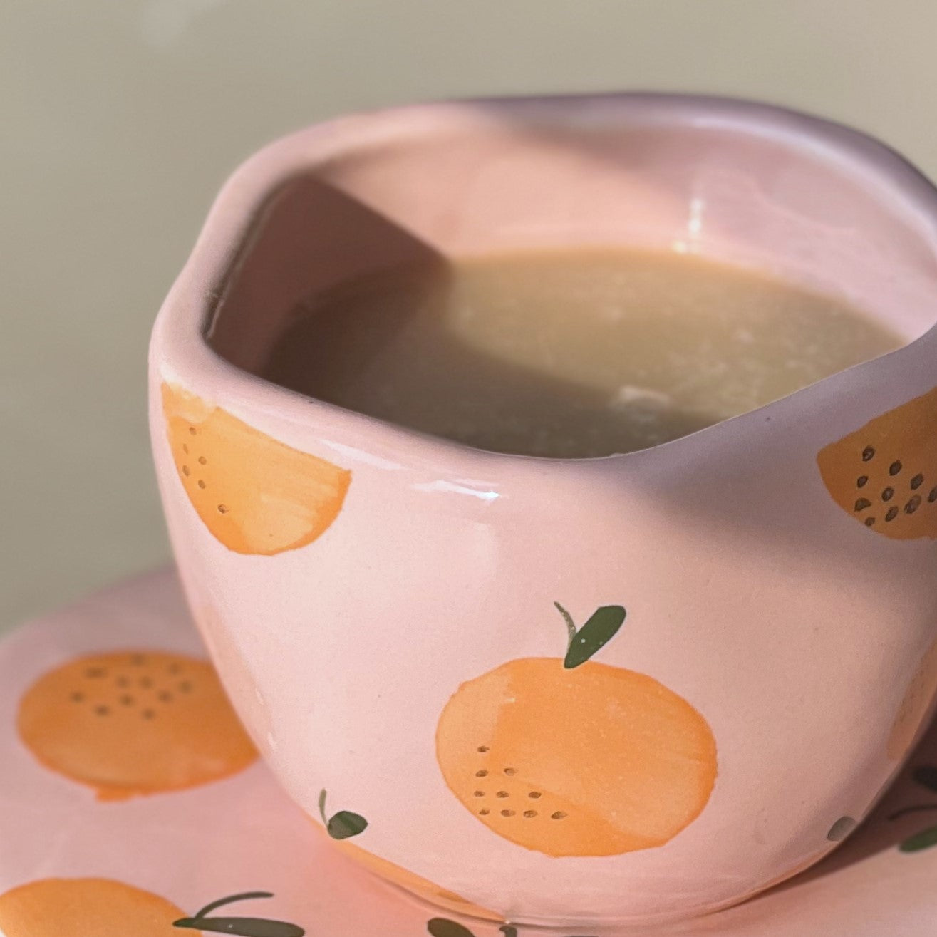 Fiesta Pink & Orange Coffee mug -Valencian Orange Inspired