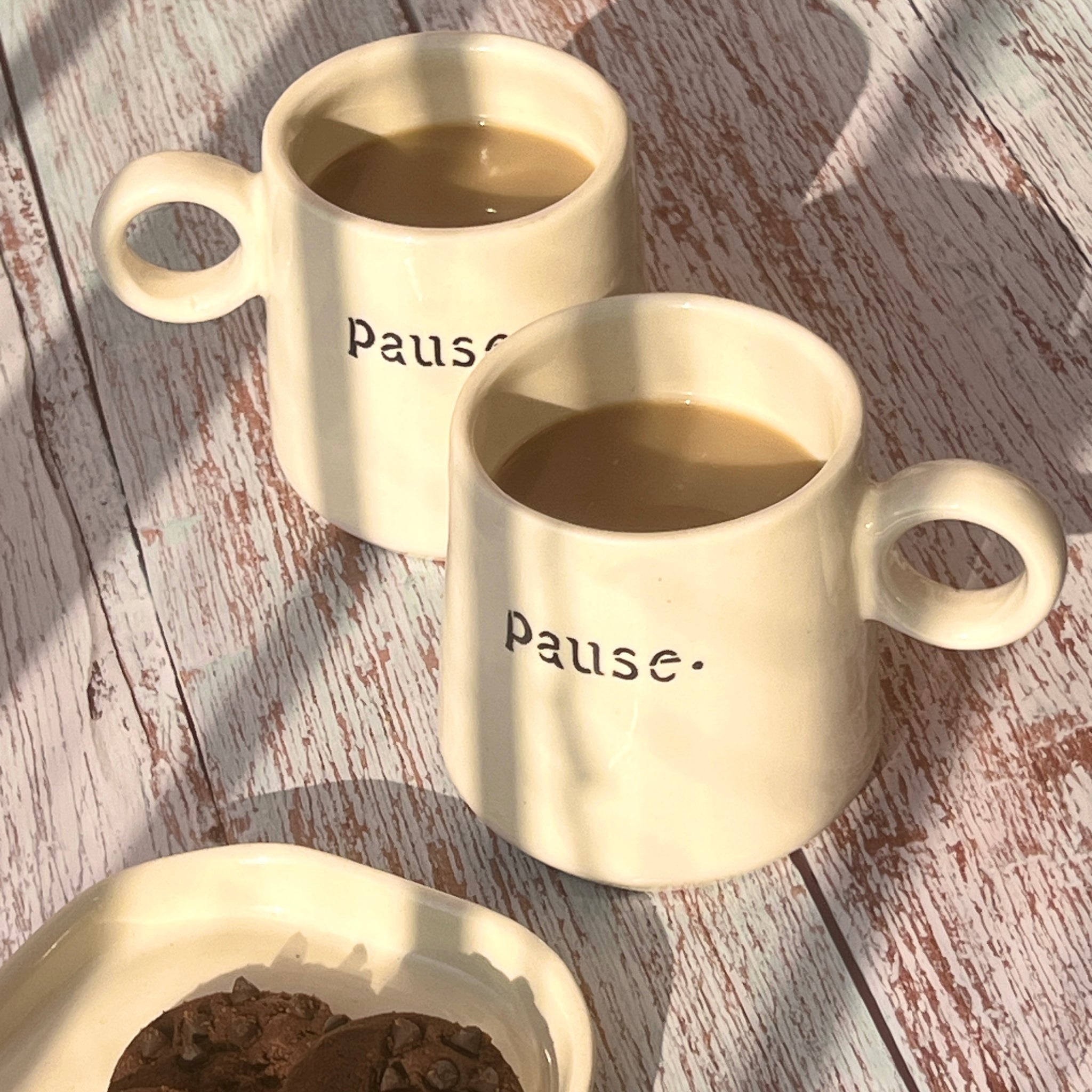 Pause Ceramic mug- Typography Mug, Off white