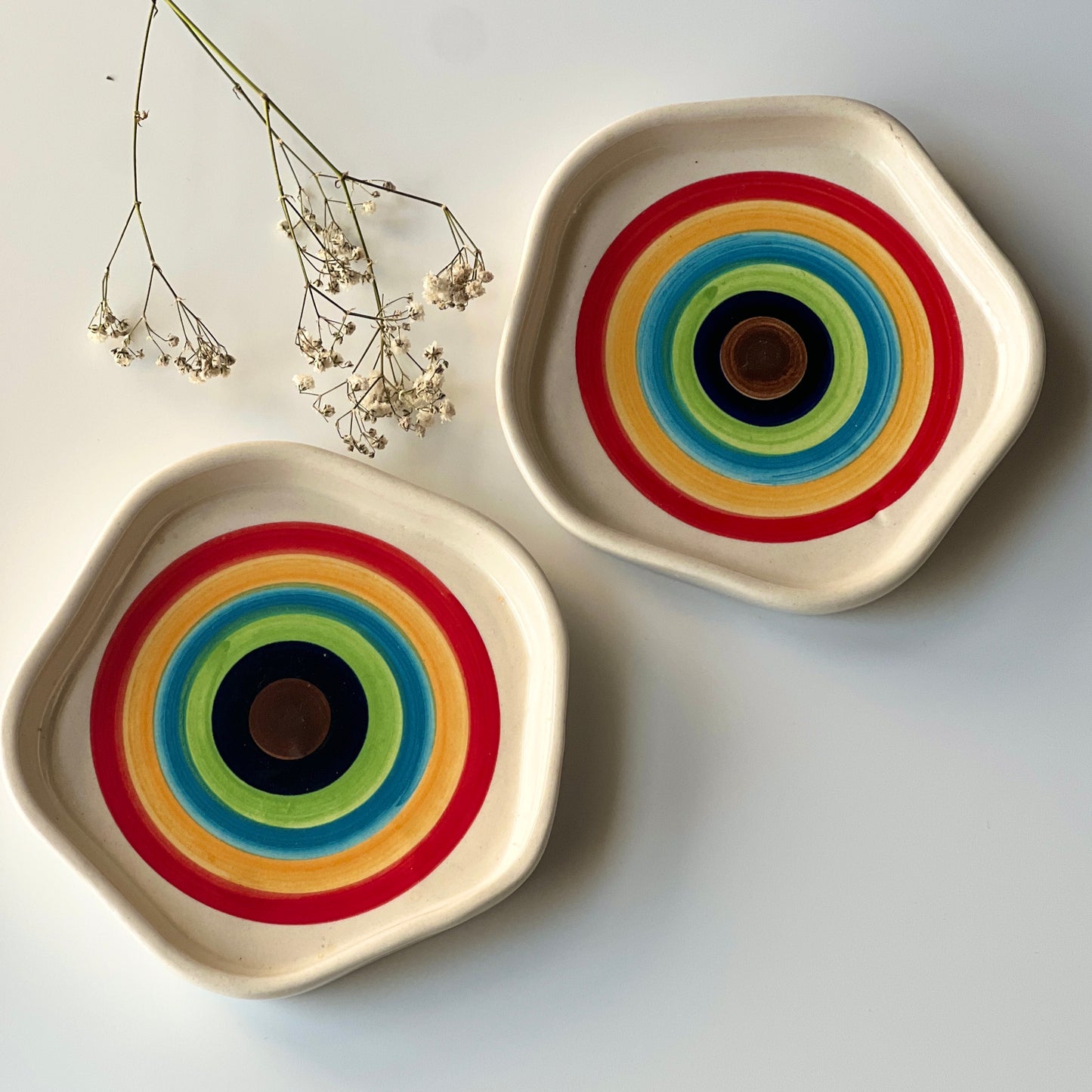 Rainbow Ceramic Plates (set of 2)- Small plates (5")