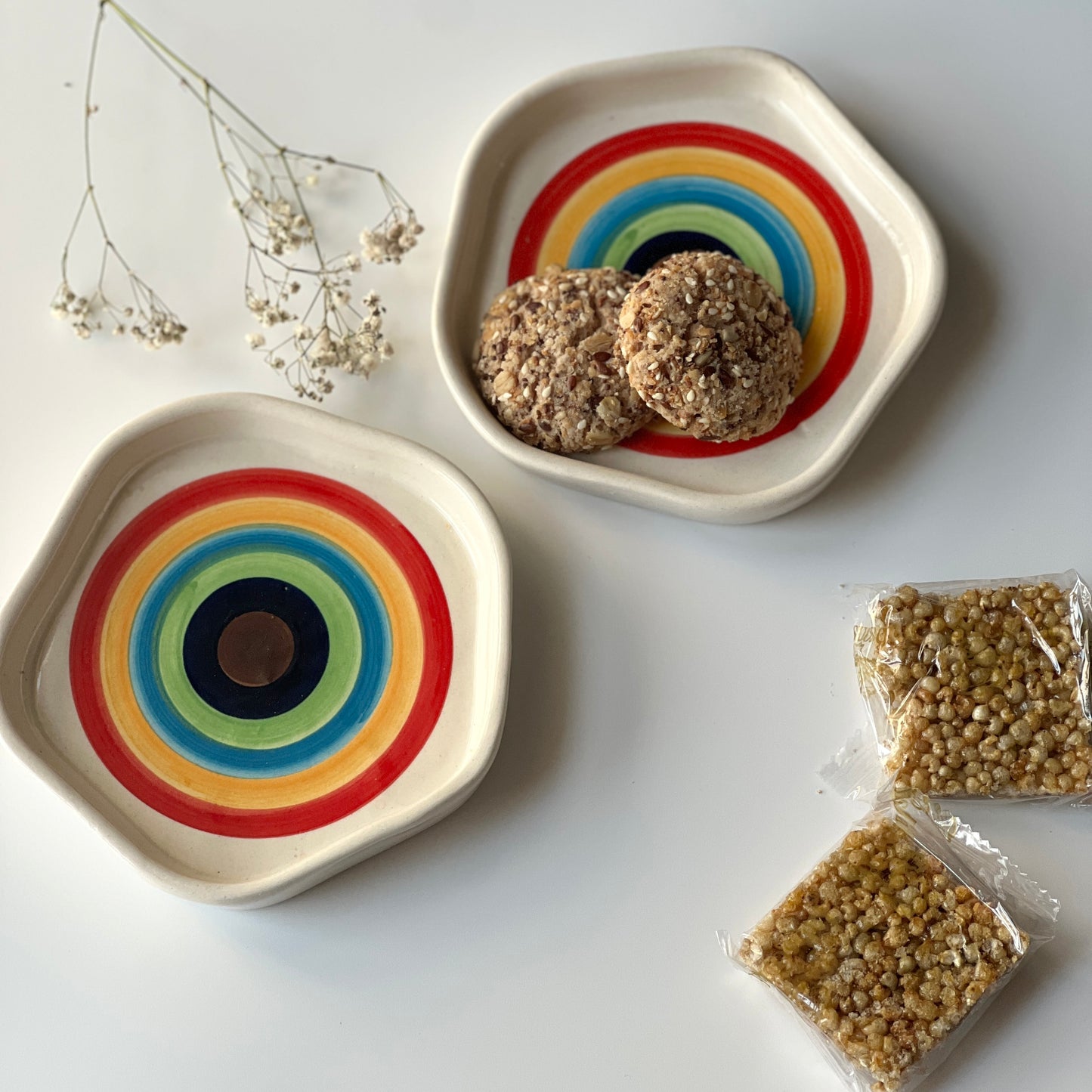 Rainbow Ceramic Plates (set of 2)- Small plates (5")
