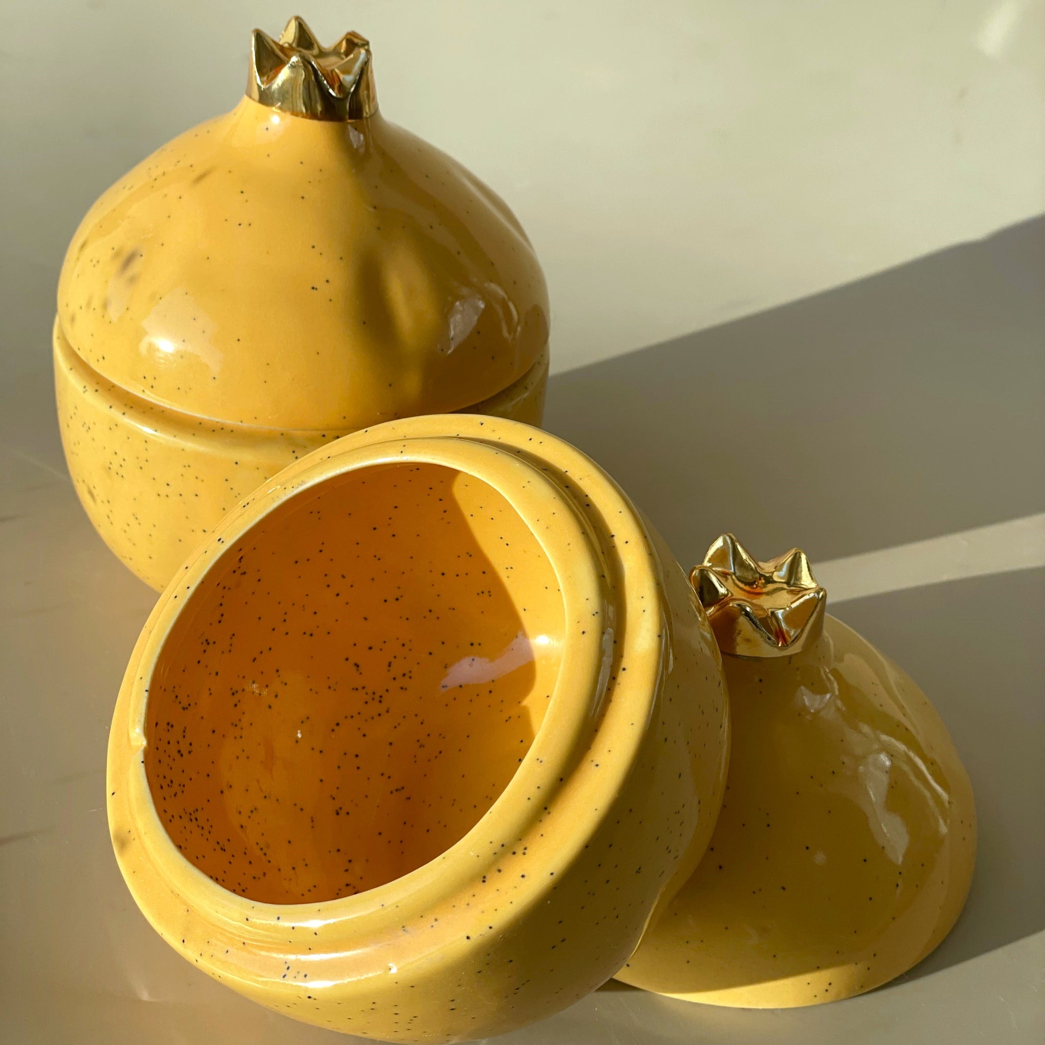 Pomegranate Ceramic Jars set of 2 - Small storage