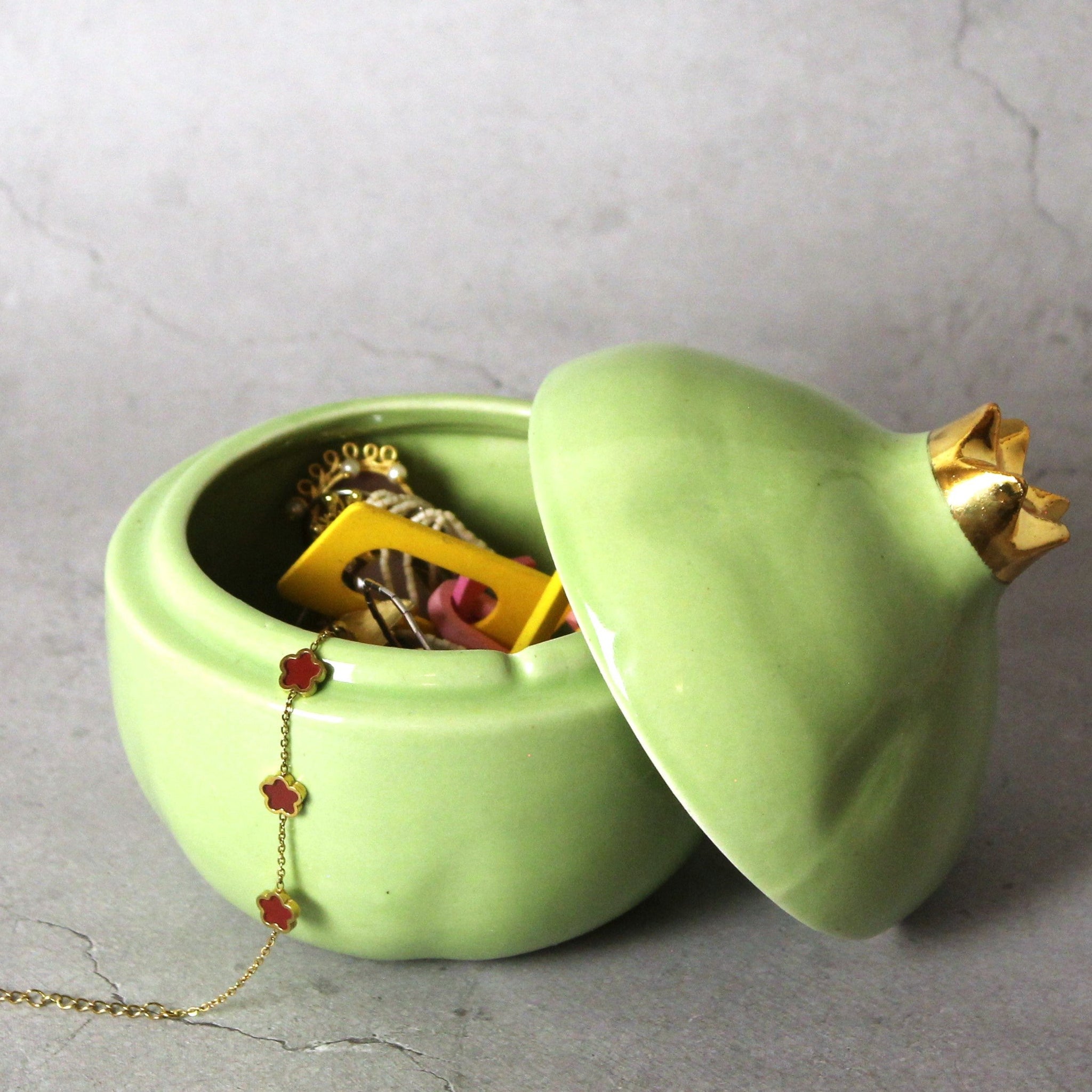 Pomegranate Ceramic Jars set of 2 - Small Storage Delight