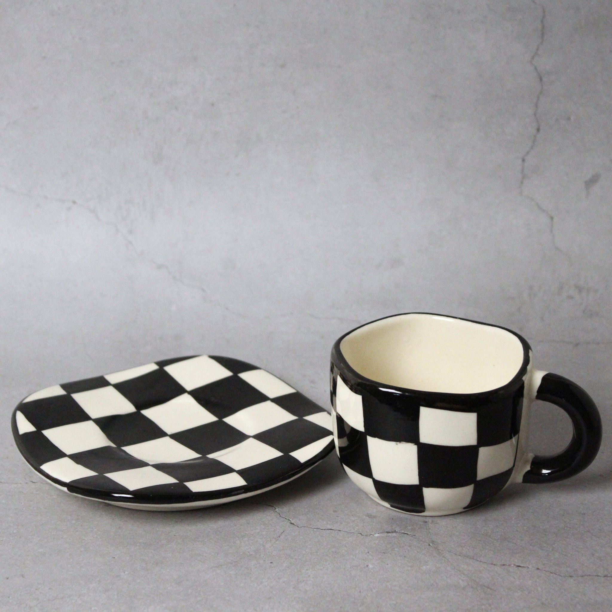 Checkered Cup and Saucer Set- For Tea & Coffee