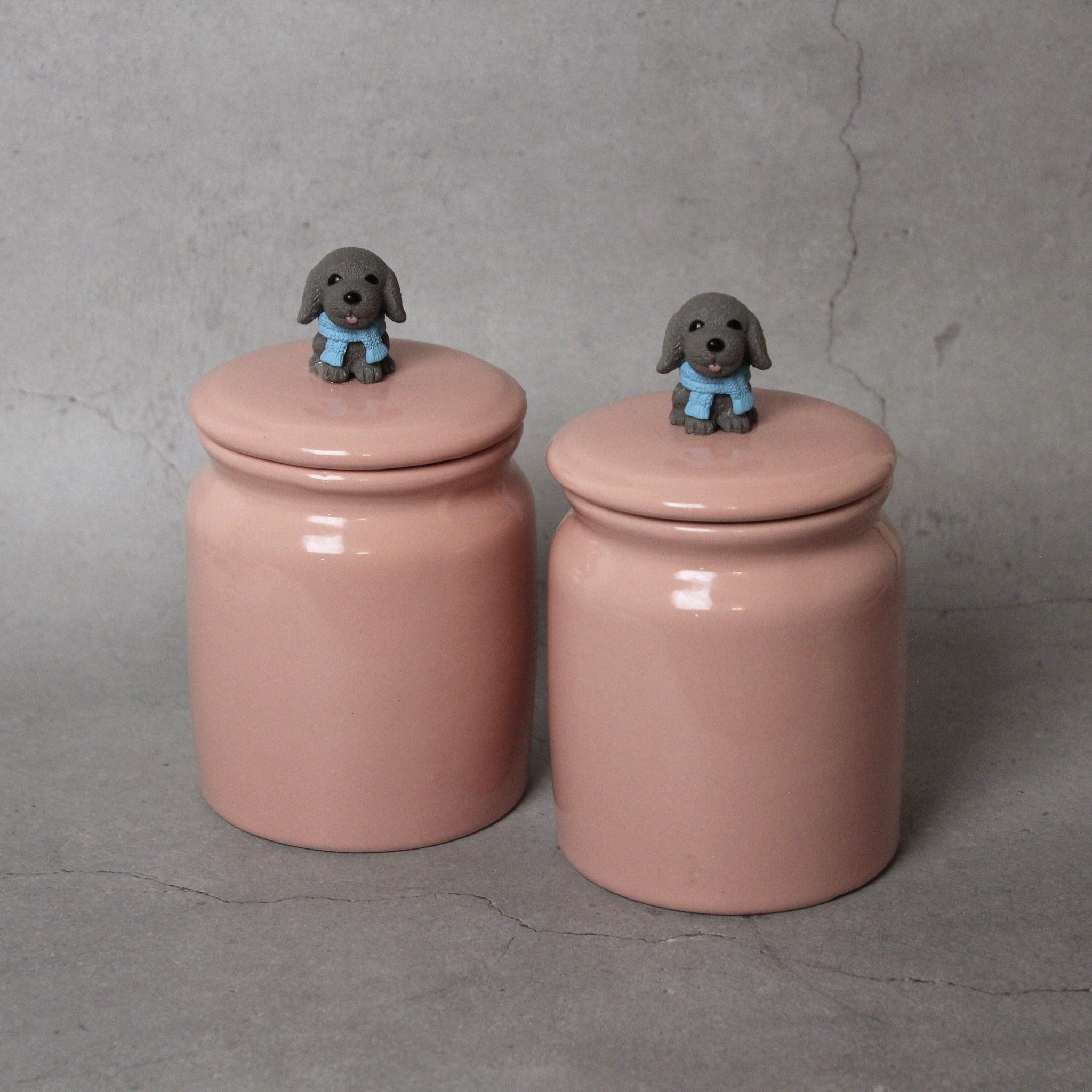 Paws & Pink Ceramic Jars – Set of 2 for Snacks Storage