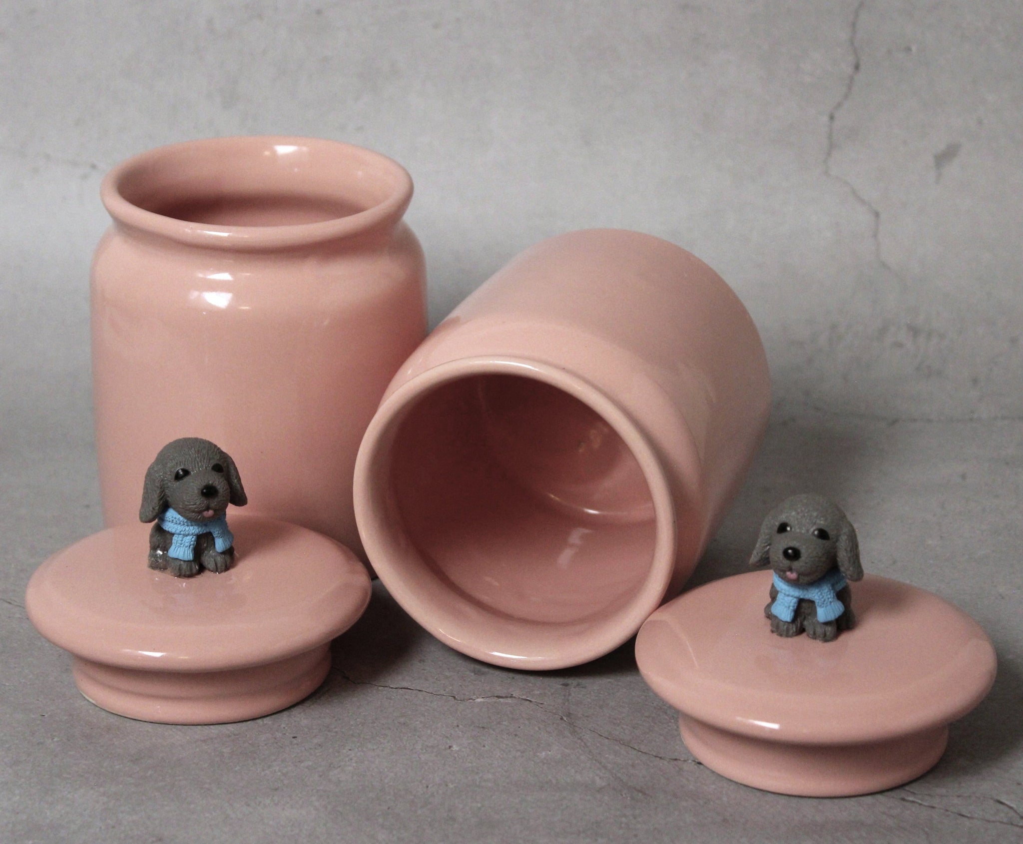 Paws & Pink Ceramic Jars – Set of 2 for Snacks Storage