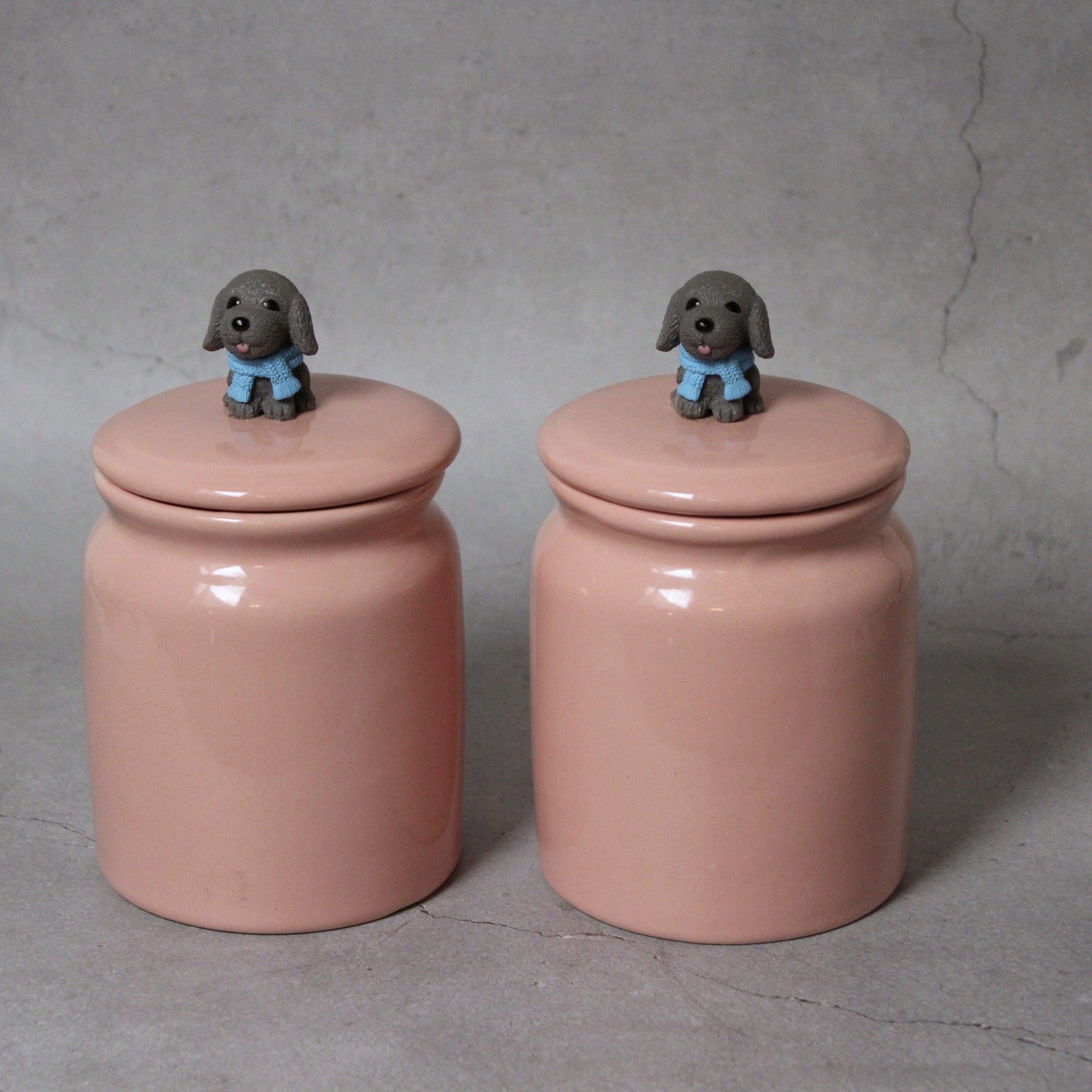 Paws & Pink Ceramic Jars – Set of 2 for Snacks Storage