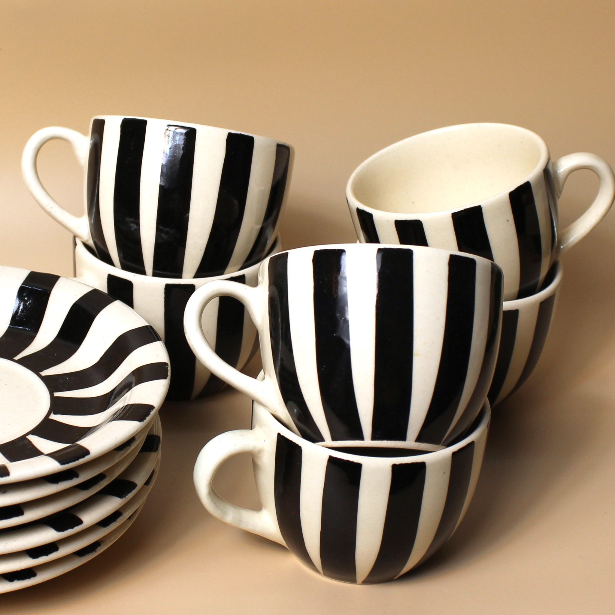 Monochrome Tea Serving Set with Kettle , Milk pot (set of 15)