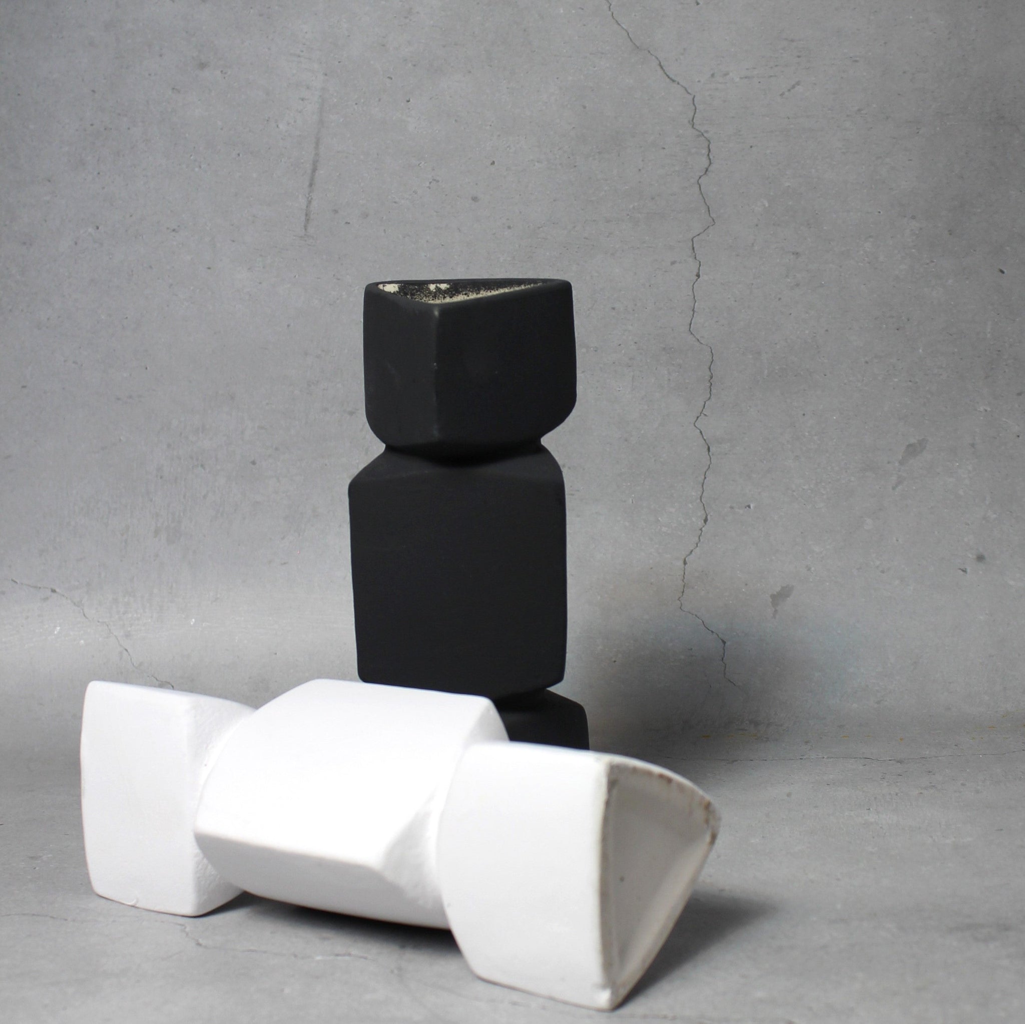 Monochrome Block Vase set of 2 – Abstract Black & White