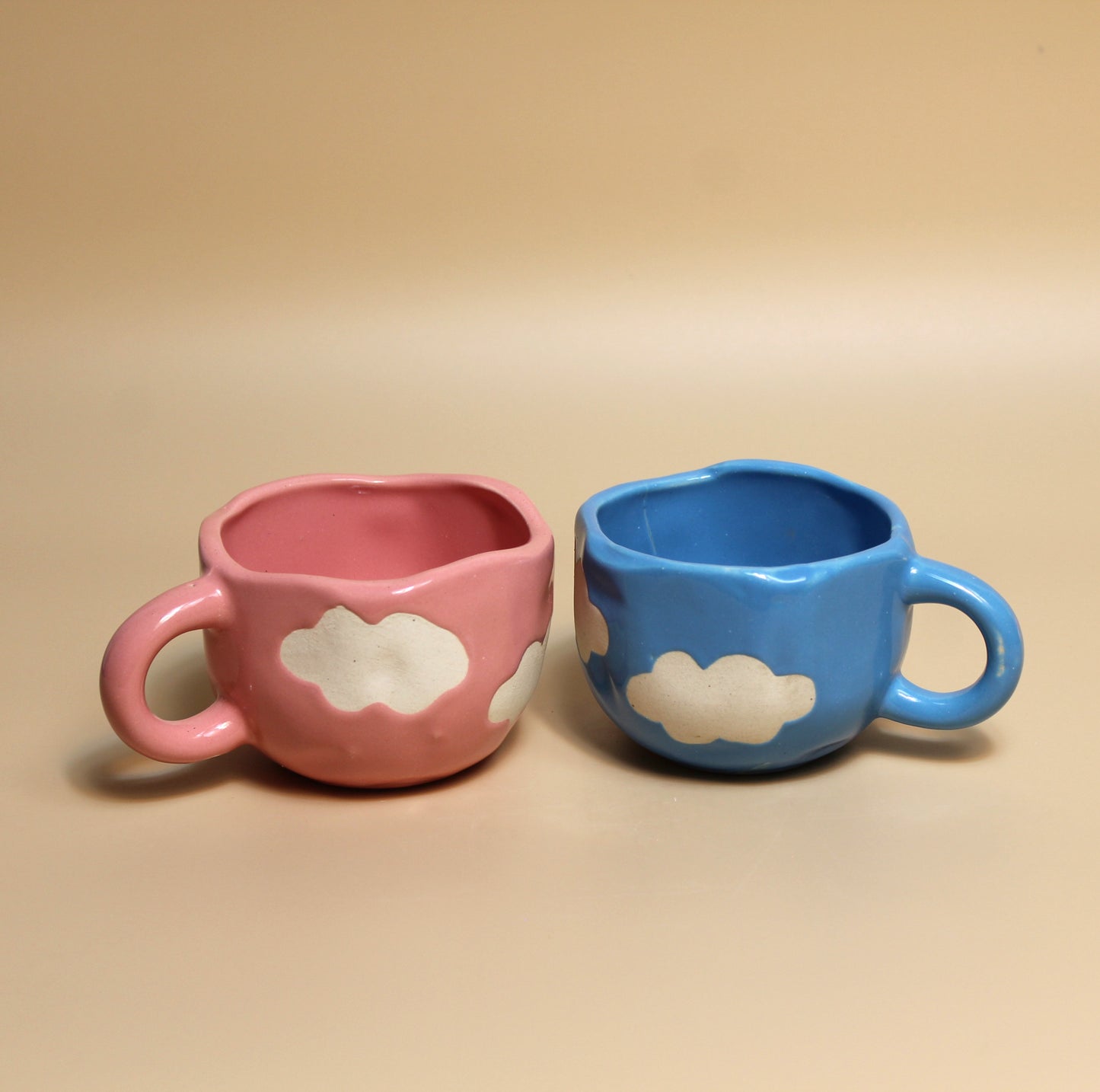 Sky Bliss Cloud Cups – Set of 2 Pink & Blue Ceramic Cups