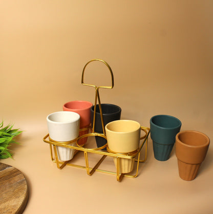 Colorful Kulhad Set with Stand – Vibrant Chai Experience
