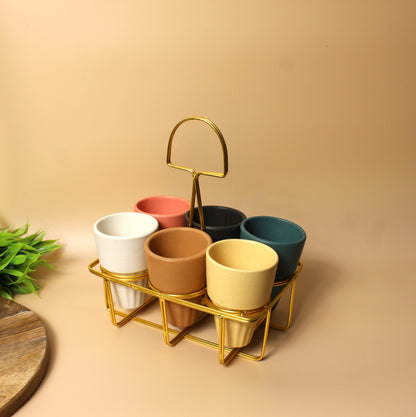 Colorful Kulhad Set with Stand – Vibrant Chai Experience