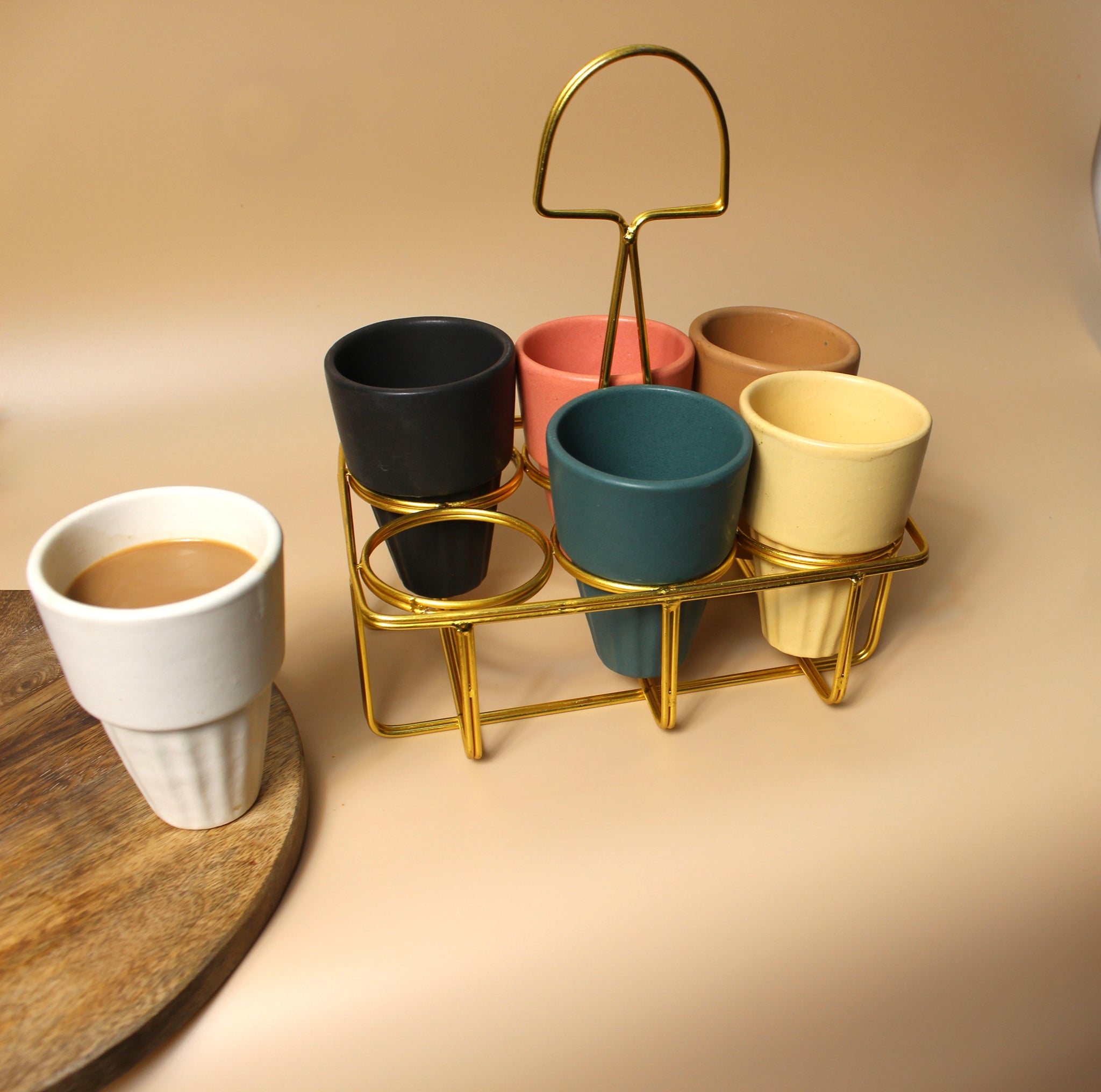 Colorful Kulhad Set with Stand – Vibrant Chai Experience