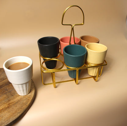 Colorful Kulhad Set with Stand – Vibrant Chai Experience