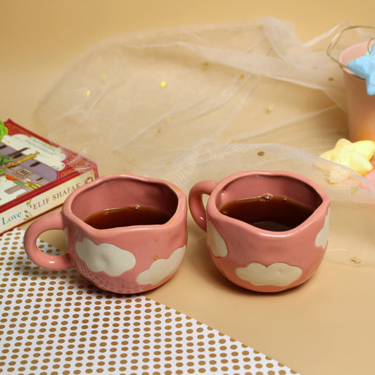 Dreamy Cloud Mugs – Set of 2 Cute Pink Mugs