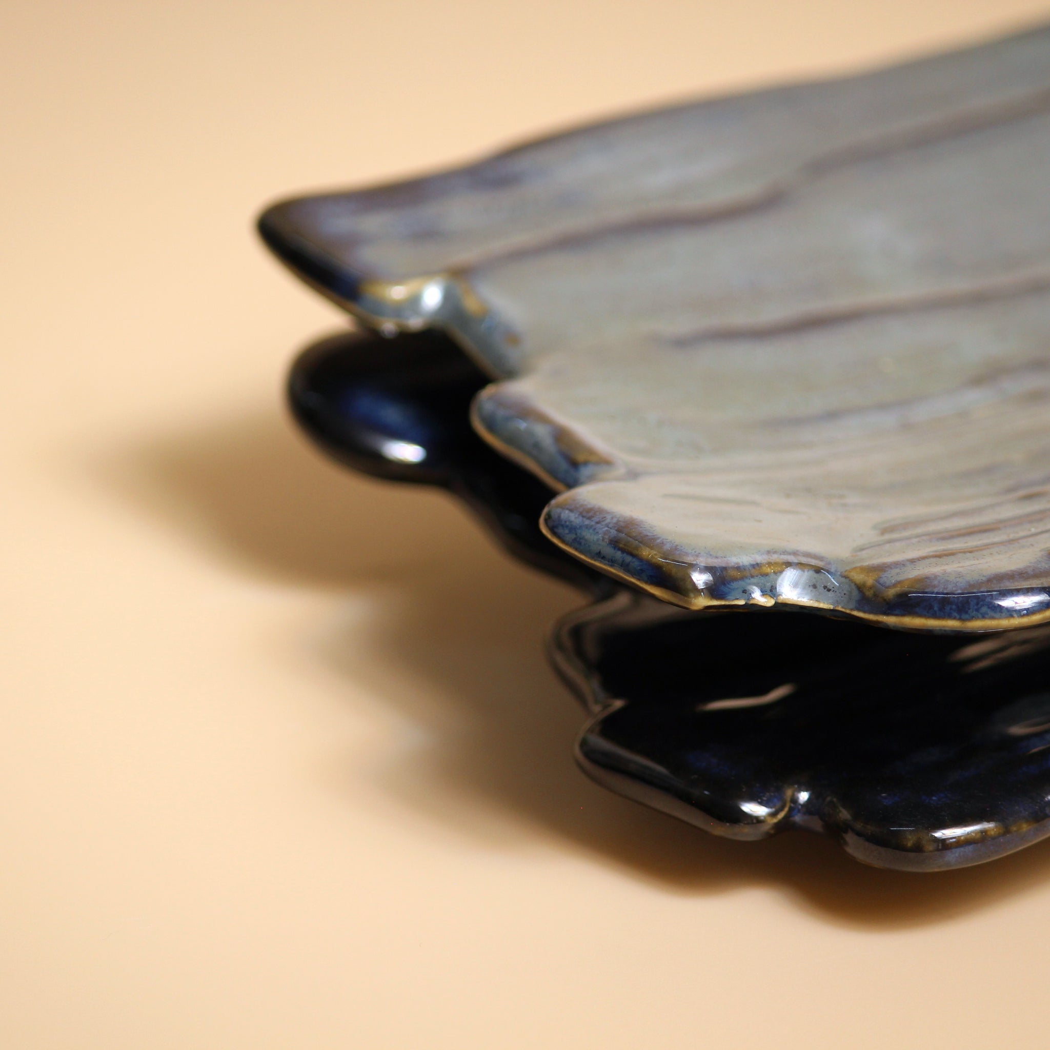 Artisan Platter Set- 2 Ceramic platters in Blue