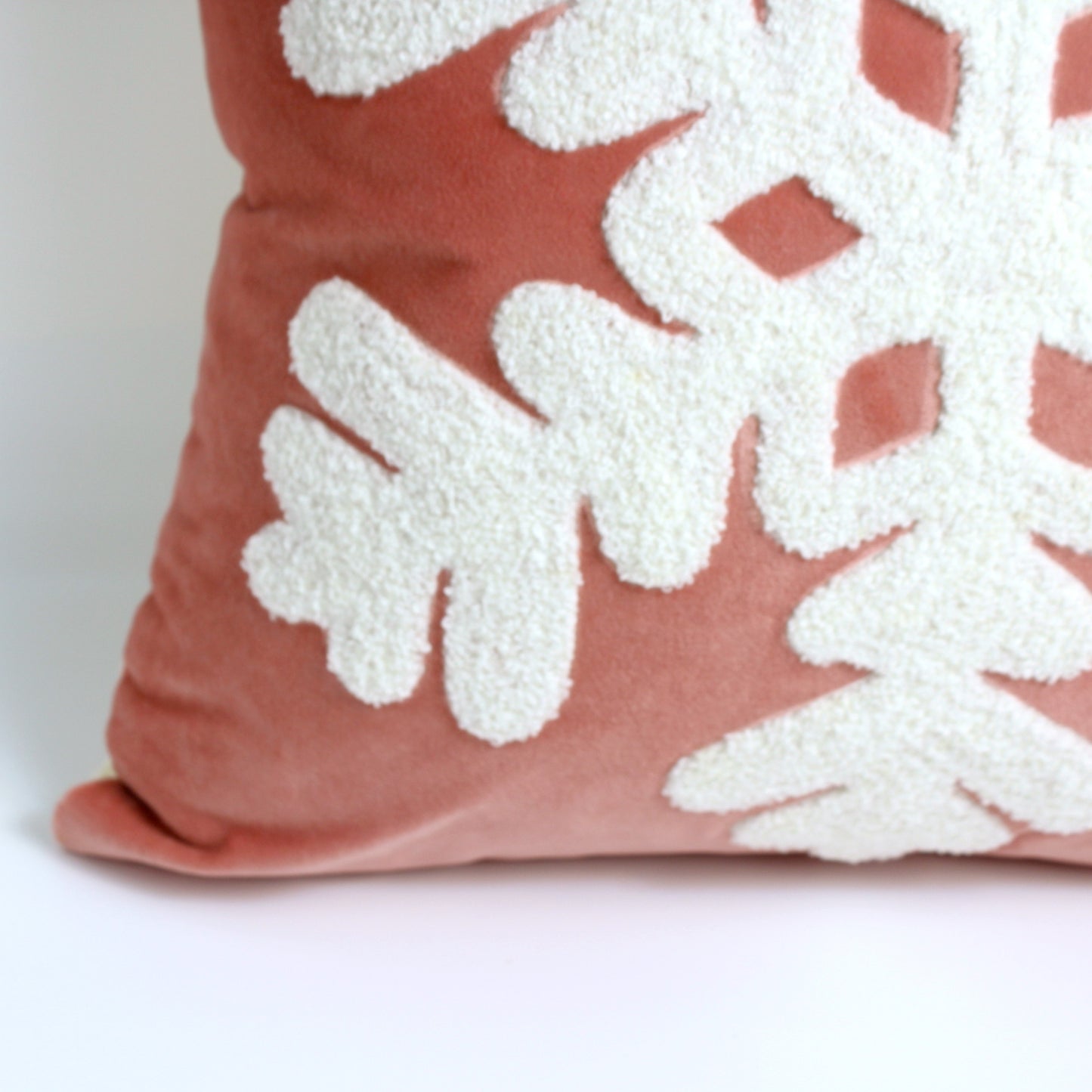 Snowflake Embroidered Velvet Cushion Cover- 16"X16"