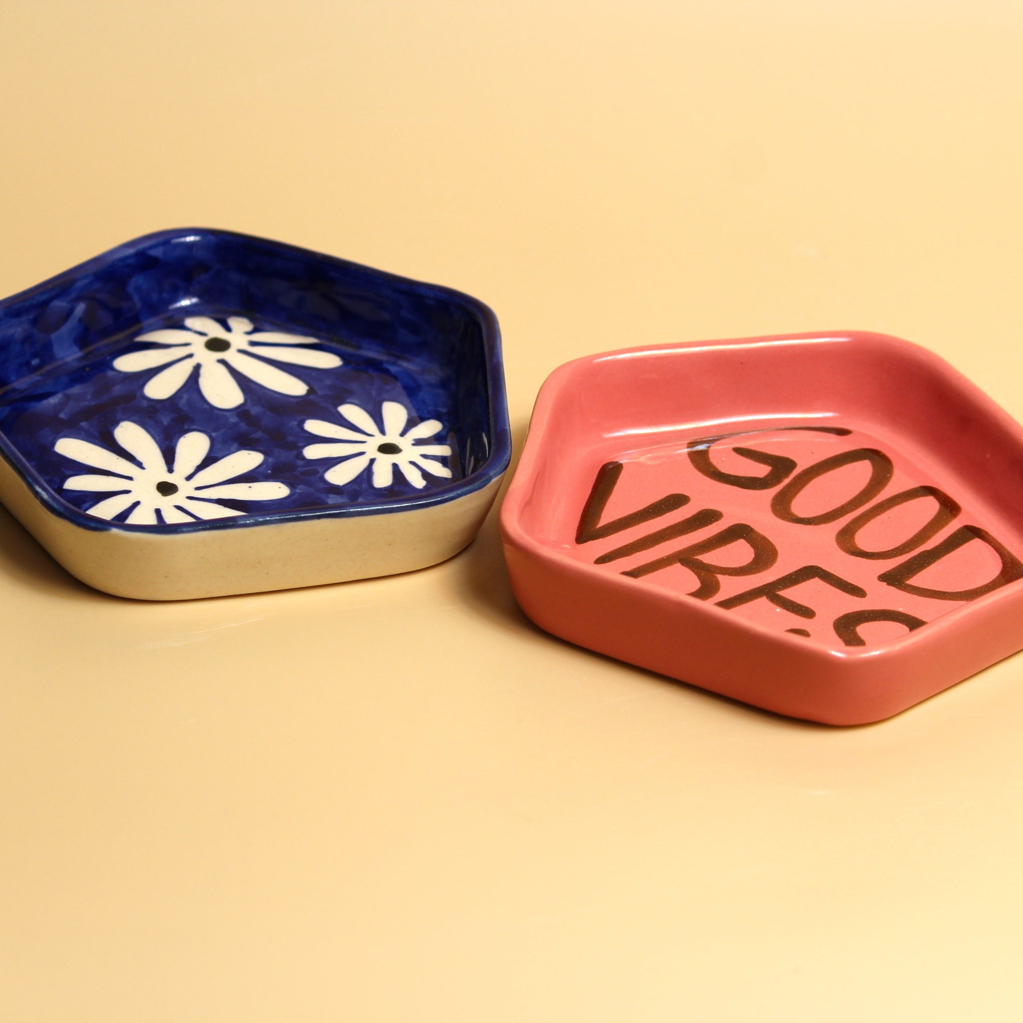 Blue Dahlia & Good Vibes Dessert Plate Set