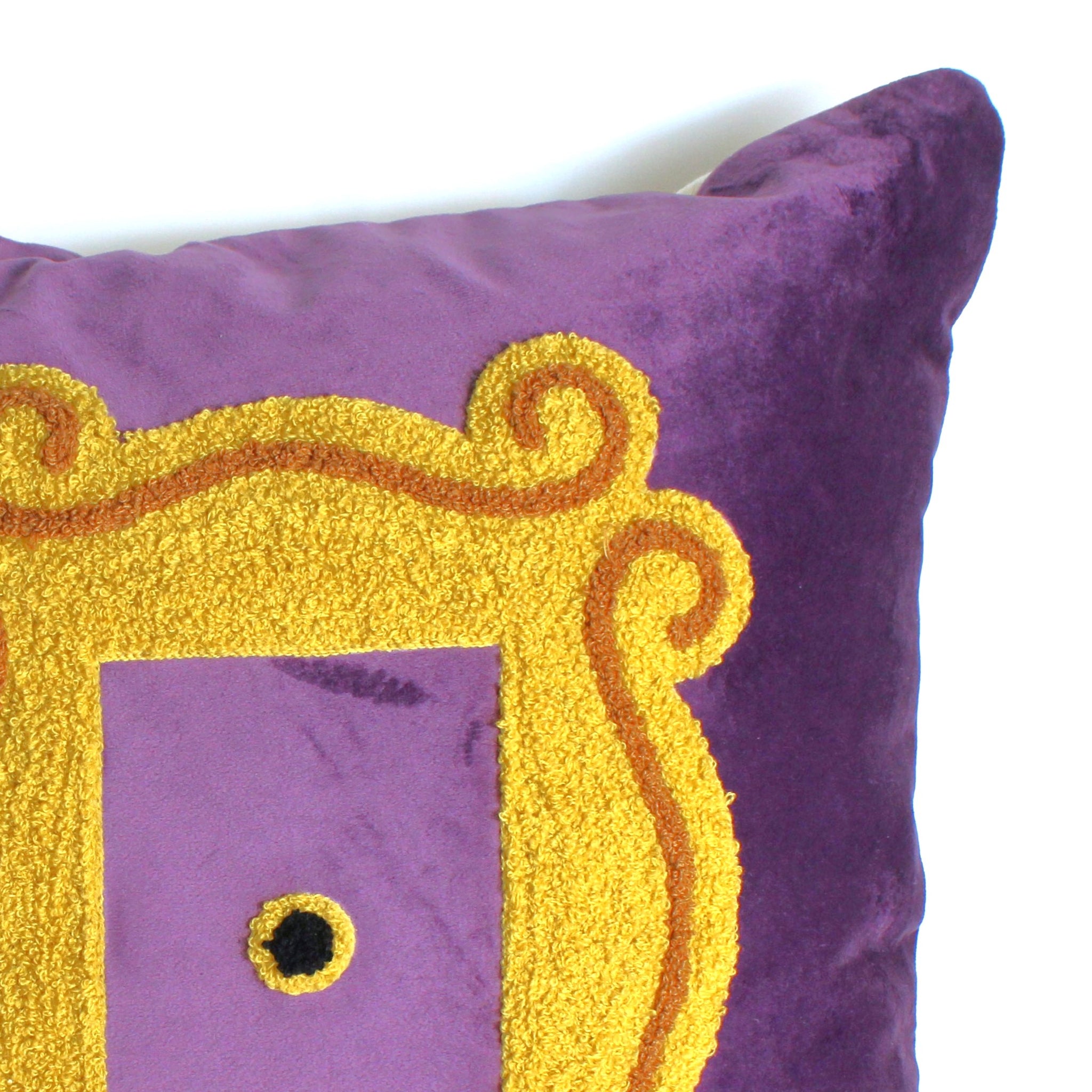 Monica's Door Cushion Cover-  (Purple, Yellow Embroidered)