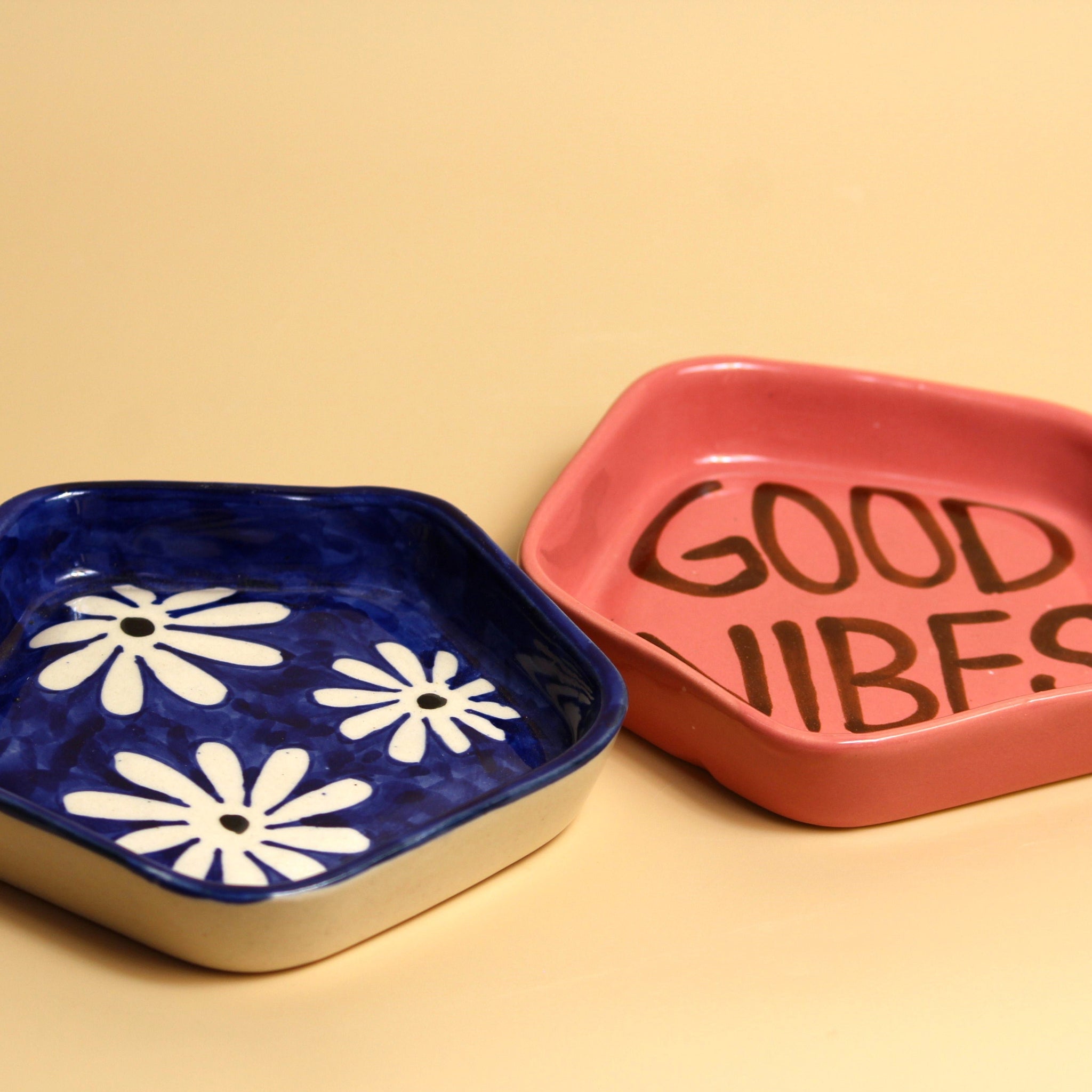 Blue Dahlia & Good Vibes Dessert Plate Set