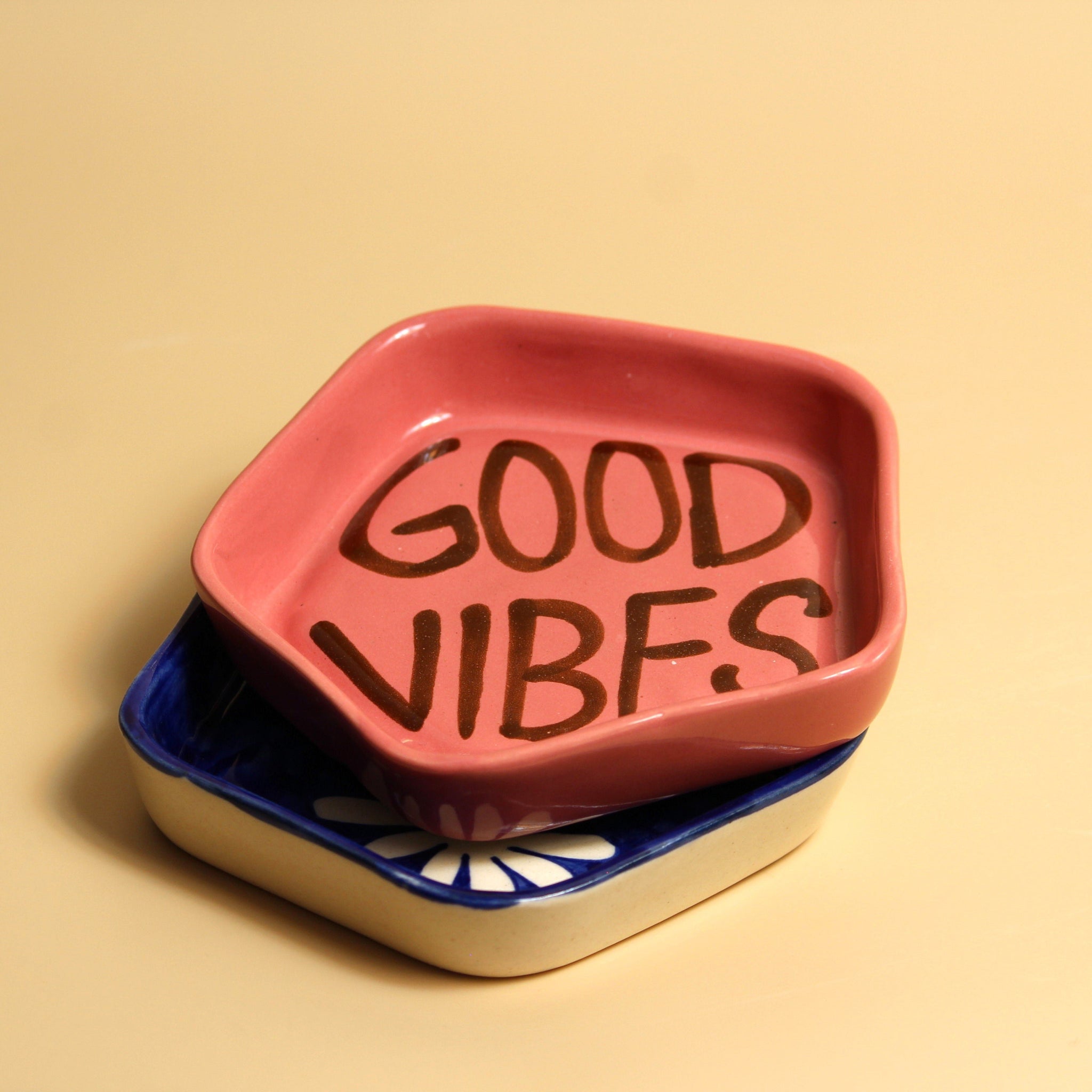 Blue Dahlia & Good Vibes Dessert Plate Set