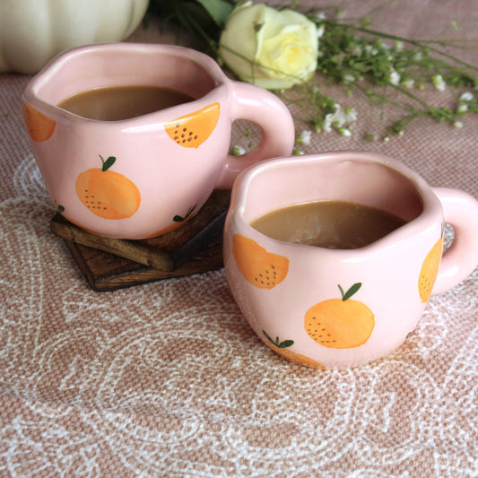 Fiesta Pink & Orange Mugs (Set of 2)-La tomatina Inspired