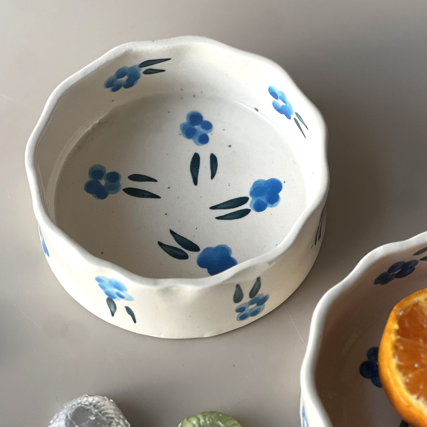Blue Flowers Ceramic Bowl : Smoothie/ Yogurt bowl