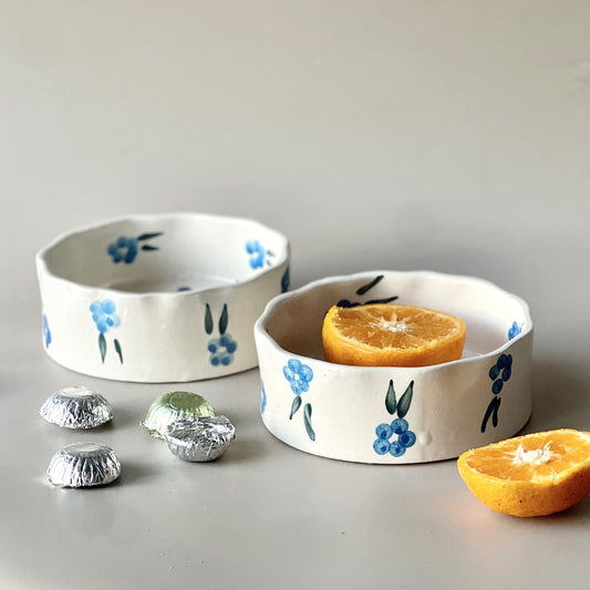 Blue Flowers Ceramic Bowl : Smoothie/ Yogurt bowl