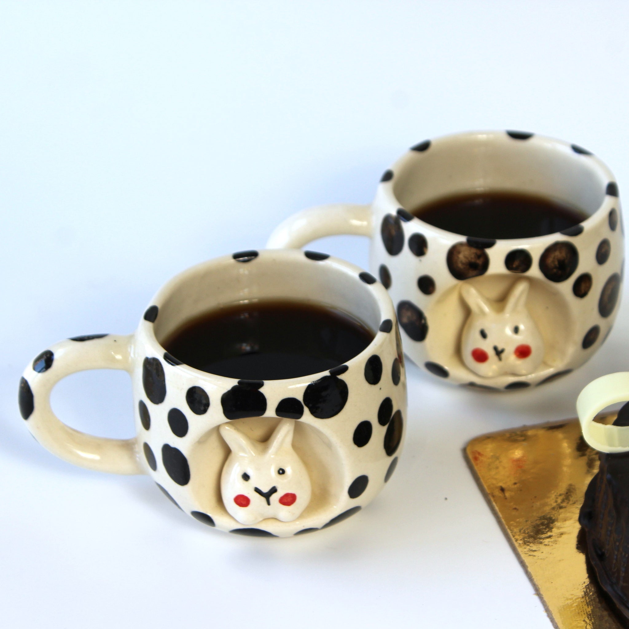 Bunny Hole Mug- Black dotted Coffee , Milk Mug