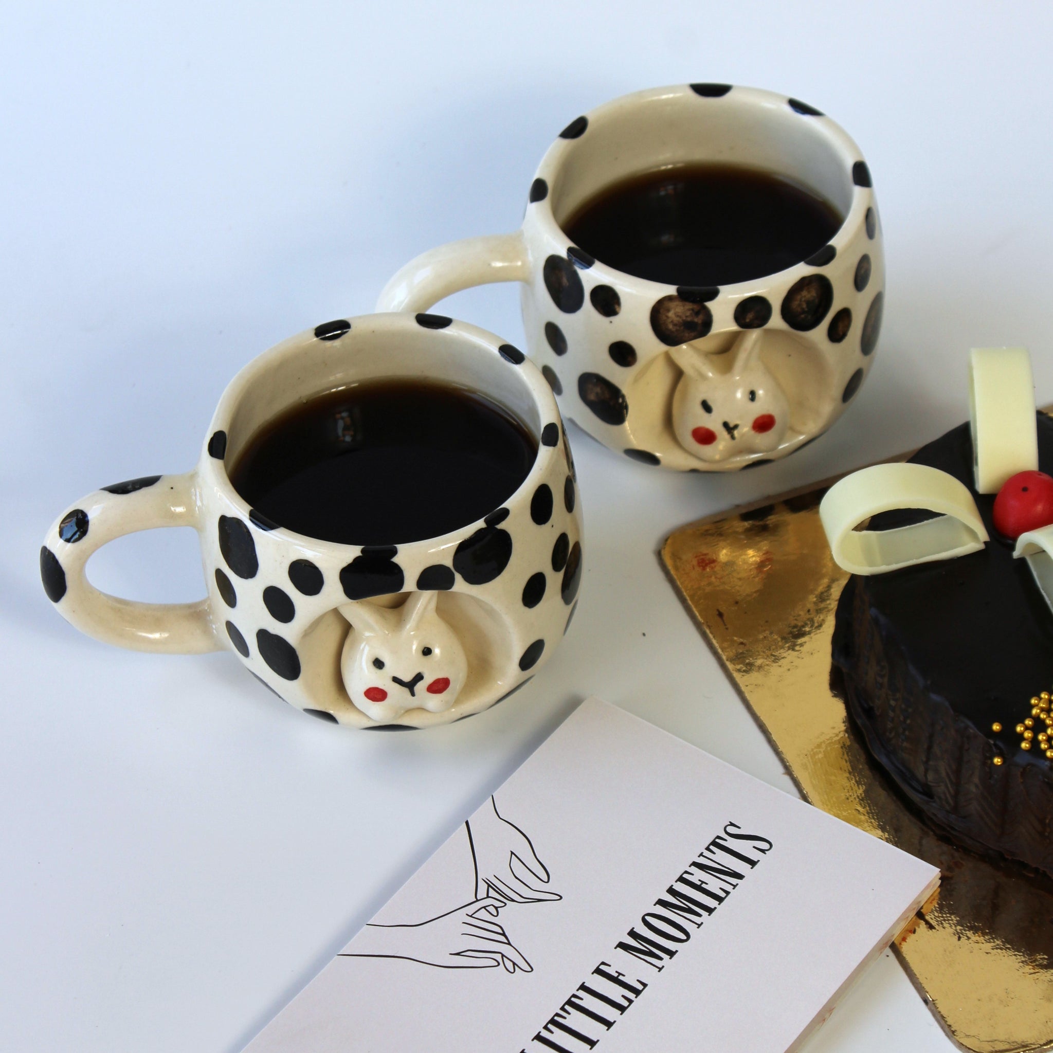 Bunny Hole Mug- Black dotted Coffee , Milk Mug