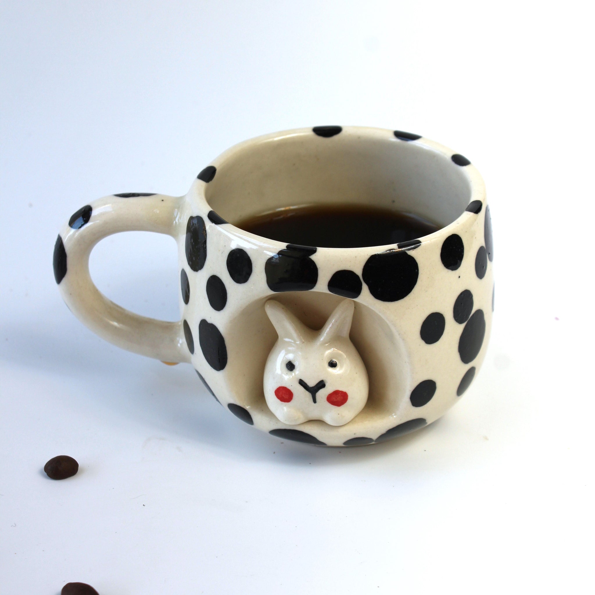 Bunny Hole Mug- Black dotted Coffee , Milk Mug