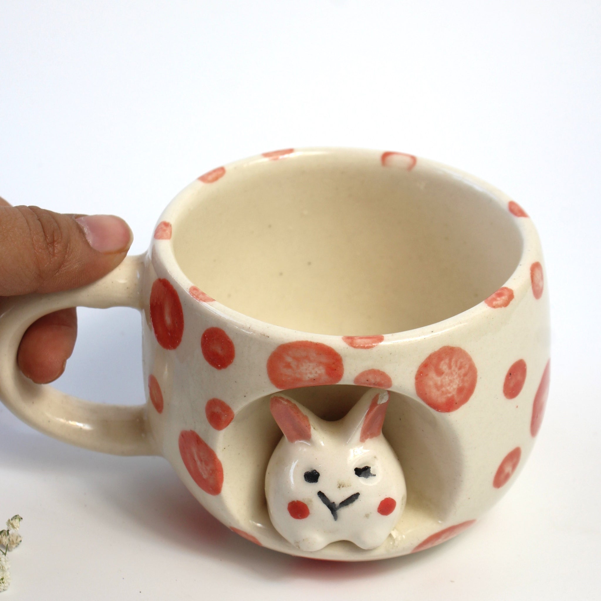 Bunny Hole Mug- Pink Dotted Coffee, Milk Mug