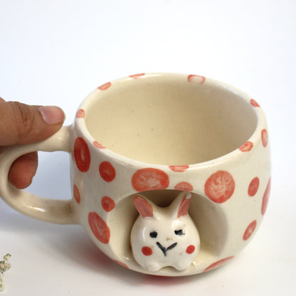 Bunny Hole Mug- Pink Dotted Coffee, Milk Mug