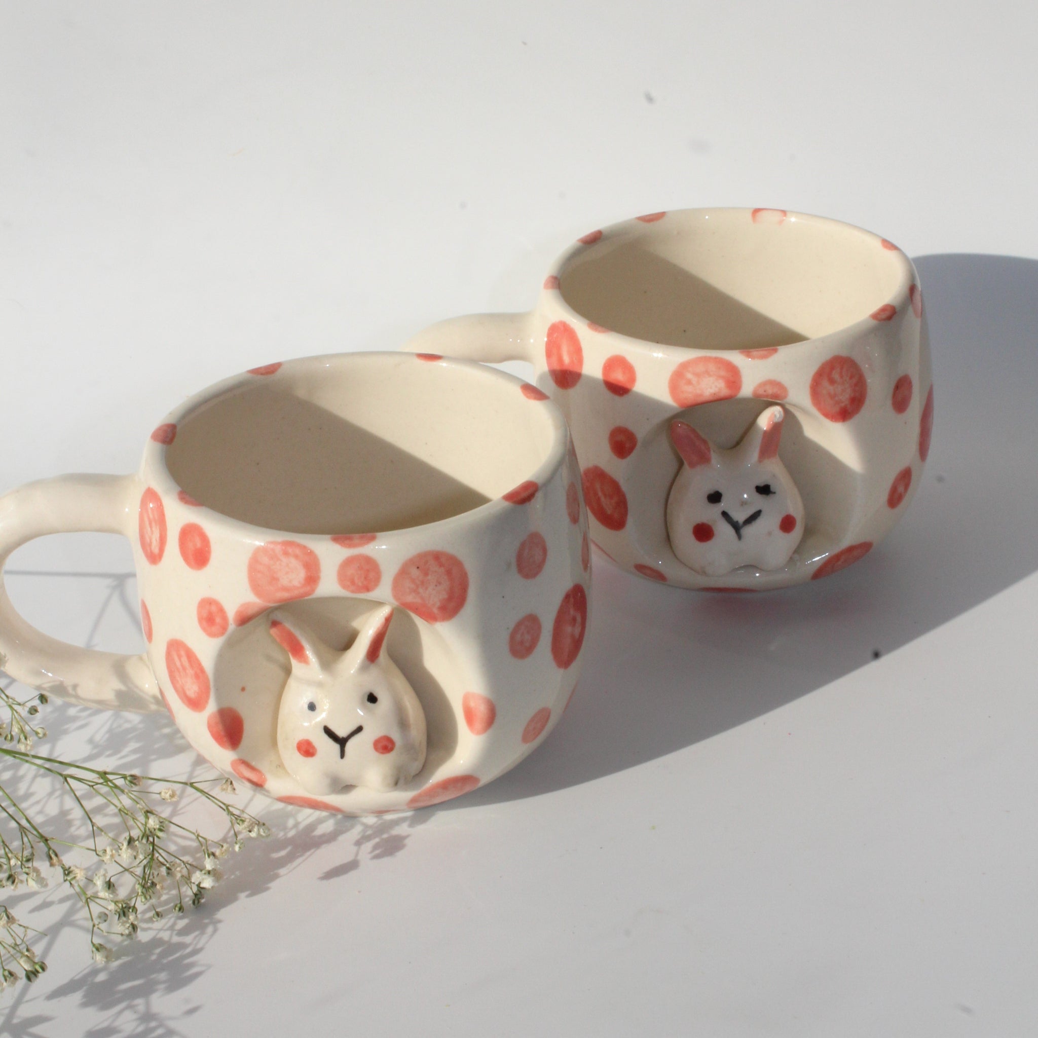 Bunny Hole Mug- Pink Dotted Coffee, Milk Mug