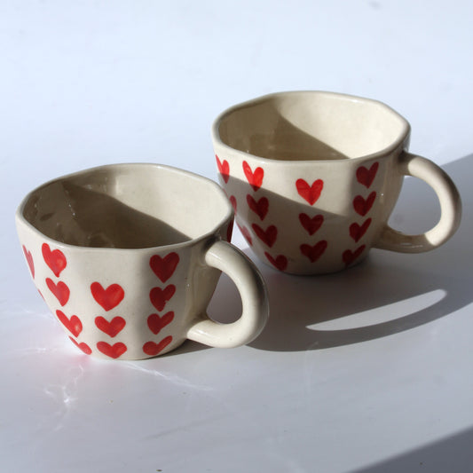 Red Hearts Mug- Set of 2