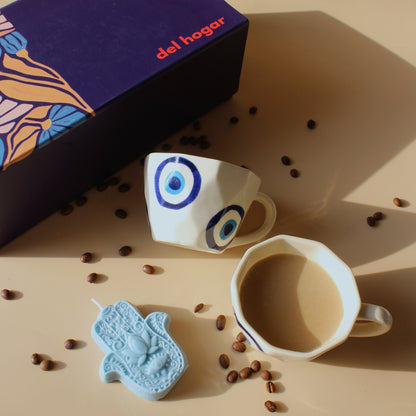 Good Vibes Gift Set- Evil eye Mugs & Hamza Candle