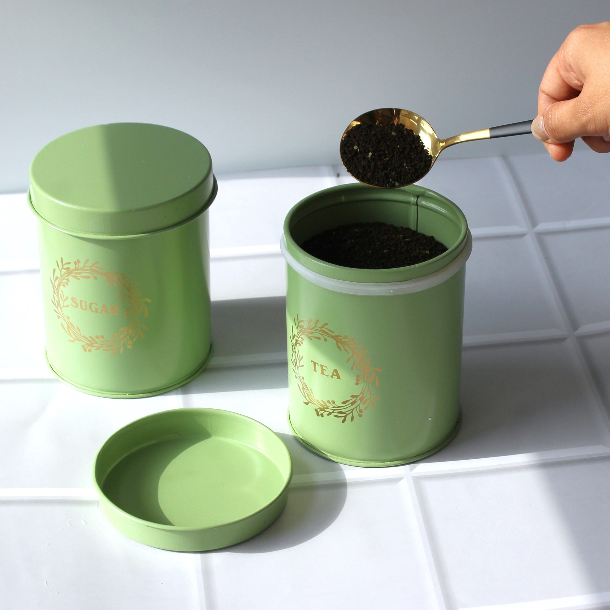 Kitchen Containers Set (2 Pcs)- Pista Green, Air Tight