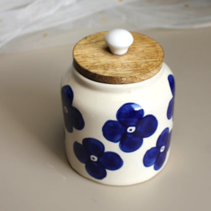 Blue Flowers Ceramic Jar Set- Air tight, 500ml