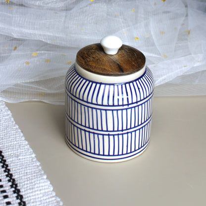 Stripes Ceramic Jar Set- Air tight, 650ml