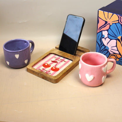 A cherry heart breakfast gift set ceramic combo - del hogar