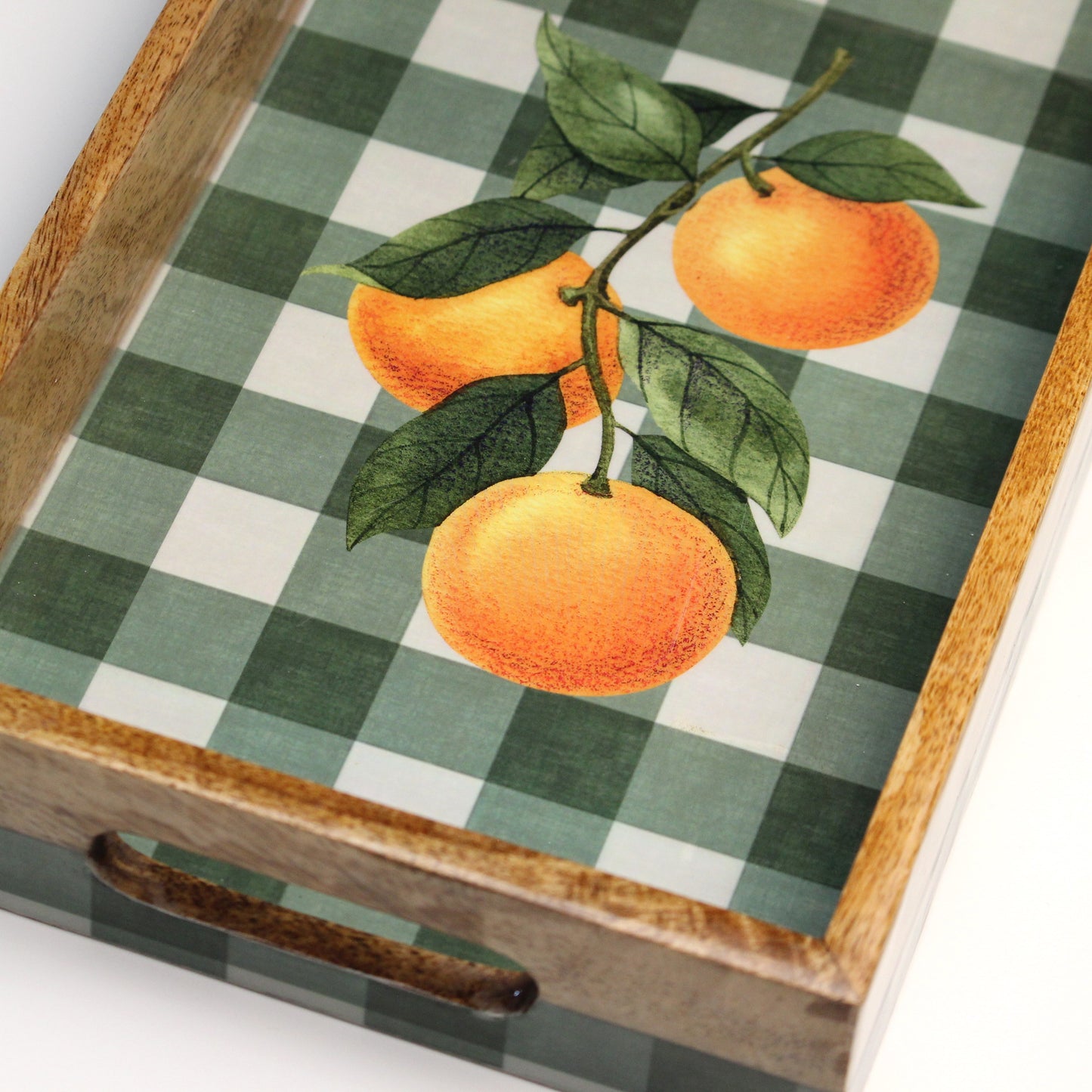 Orange Grid Serving Tray- 14"X 8" (Mango wood)
