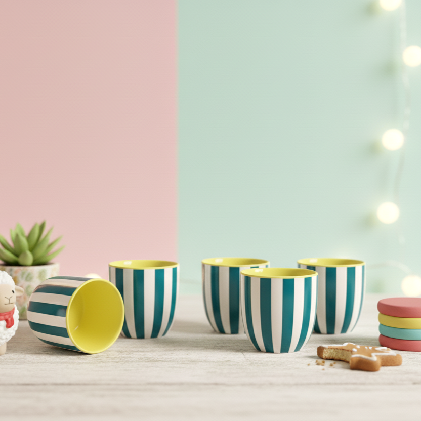 Chai Kulhad Set- Pine Sripes (Neo Edition)