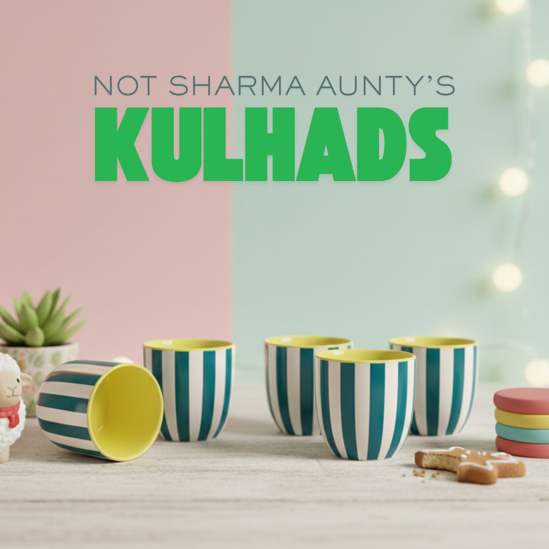 Chai Kulhad Set- Pine Sripes (Neo Edition)